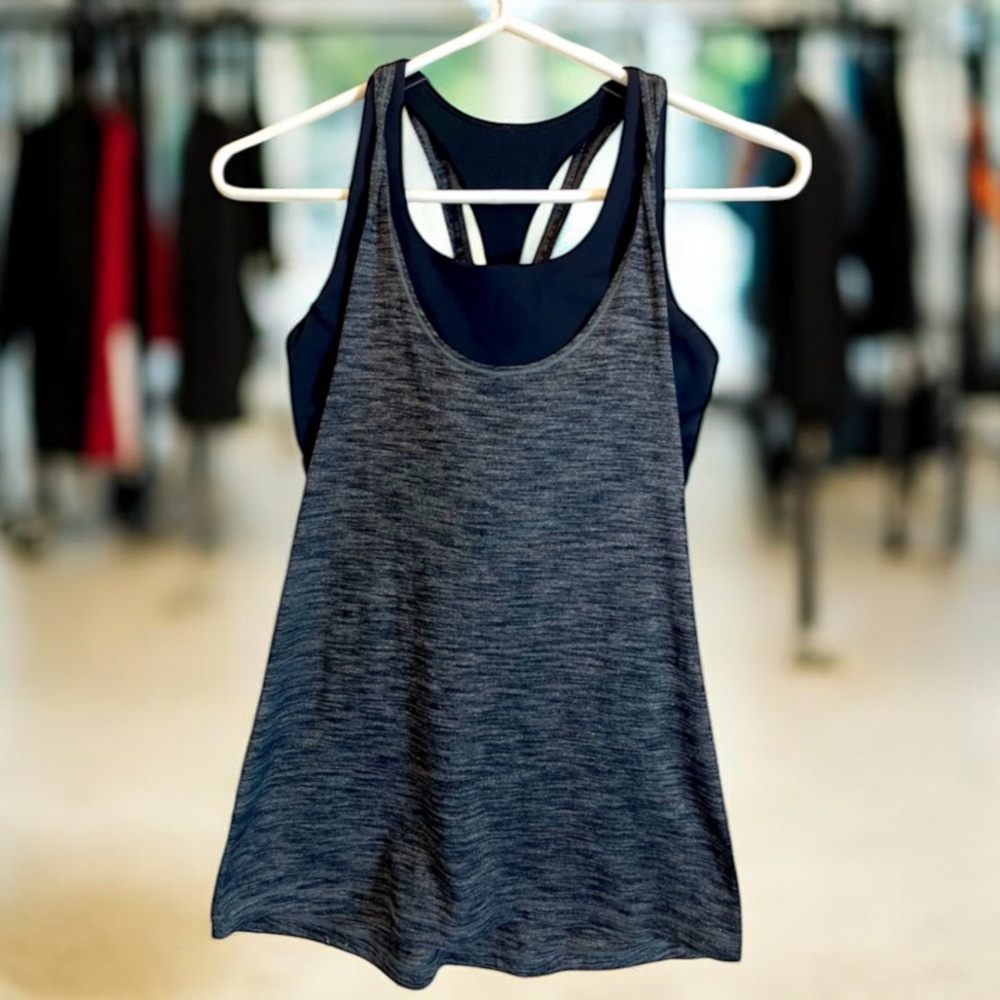 Lululemon Layered Racerback Tank 2-in-1 Built-In Bra Heathered gray Size 6